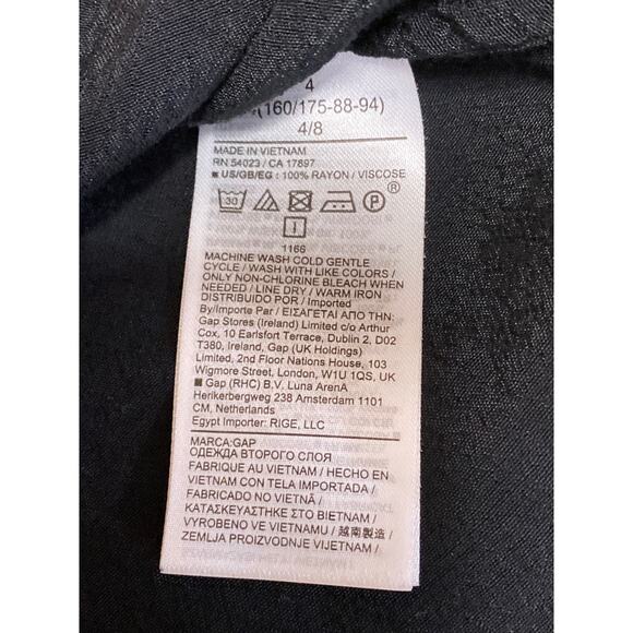 GAP Black Button Down V Neck Short Cap Sleeves Mini A-Line Shirt Dress Size 4 - Picture 4 of 4